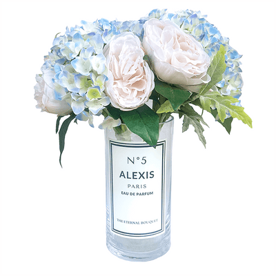 Round Personalised Glass Vase - Mixed Eden Bouquet